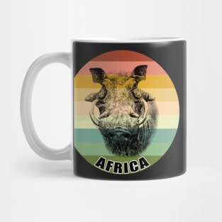 Warthog Boar Close-up on Vintage Retro Africa Sunset Mug